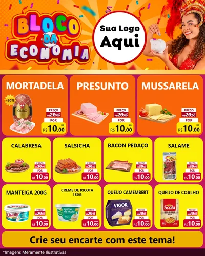 Modelo de Rede Social para Feed Instagram com o tema Bloco da Economia para Frios e Laticínios