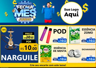 Modelo de Encarte para Encarte A4 Horizontal com o tema Operação Fecha Mês, Junho para Tabacaria