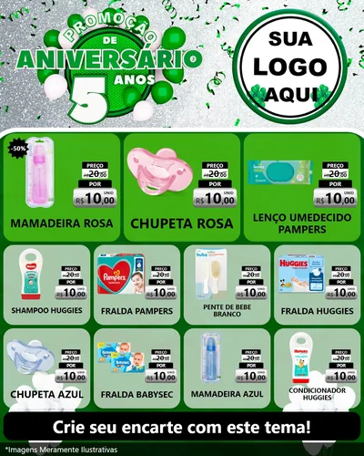 Modelo de Rede Social para Feed Instagram com o tema Promoção de Aniversário - 5 Anos para Bebês