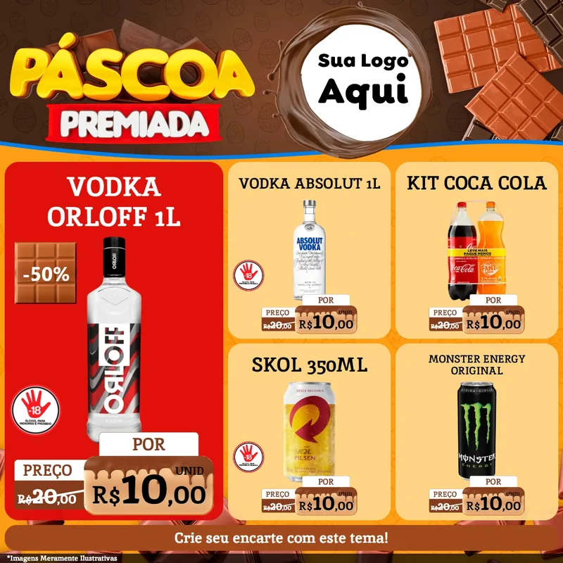 Modelo de Rede Social para Feed Facebook com o tema Páscoa Premiada para Distribuidora de bebidas