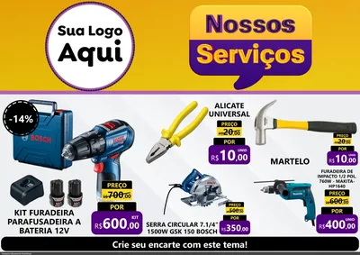 Modelo de Encarte para Encarte A4 Horizontal com o tema Nossos Serviços para Maquinas e Ferramentas