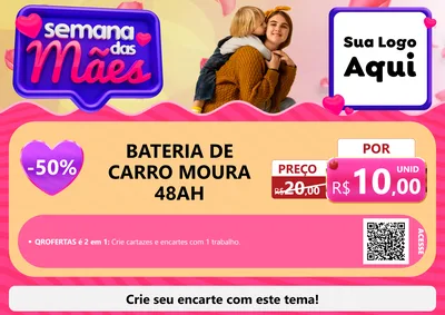 Modelo de Cartaz para Cartaz A4 Horizontal com o tema Semana das Mães para Baterias Elétricas