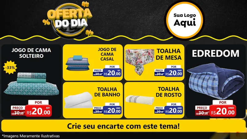 Modelo de TV para TV Horizontal com o tema Oferta Do Dia para Cama, Mesa e Banho