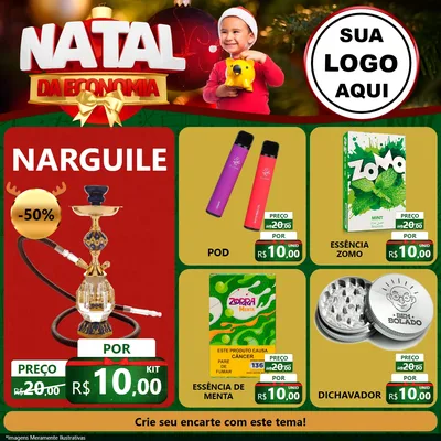 Modelo de Rede Social para Feed Facebook com o tema Natal da Economia para Tabacaria