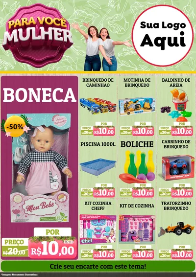 Modelo de Encarte para Encarte A4 Vertical com o tema Para Você Mulher para Brinquedos