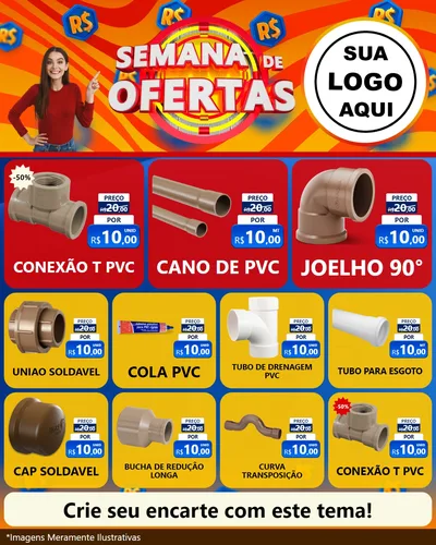 Modelo de Rede Social para Feed Instagram com o tema Semana de Ofertas para Tubos e conexões