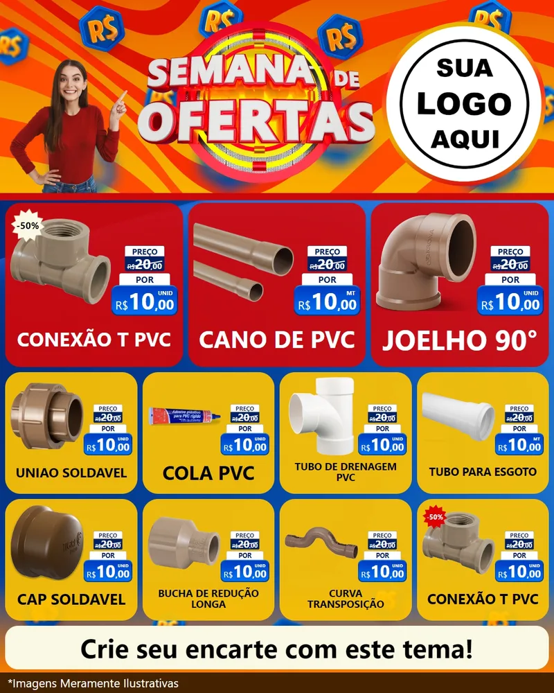 Modelo de Rede Social para Feed Instagram com o tema Semana de Ofertas para Tubos e conexões