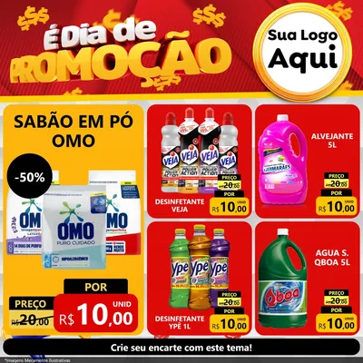 Modelo de Rede Social para Feed Facebook com o tema É Dia De Promoção para Produtos de Limpeza