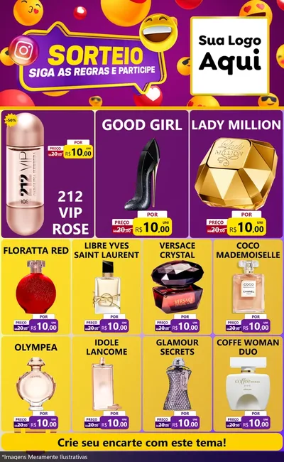 Modelo de Encarte para Encarte Grande com o tema Sorteio para Perfumes