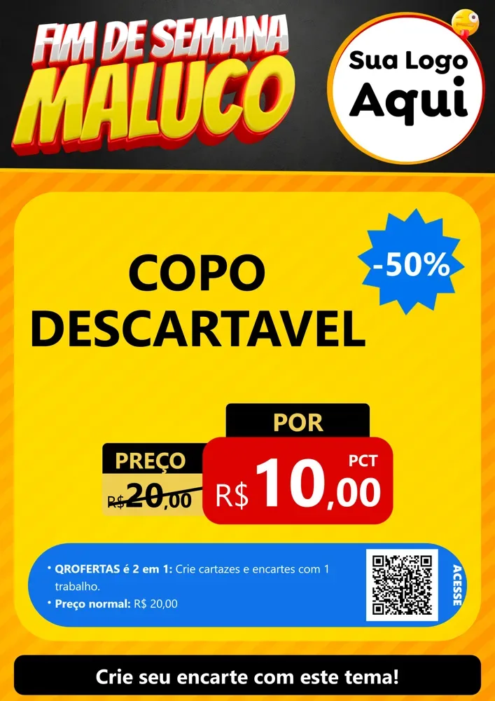 Modelo de Cartaz para Cartaz A4 Vertical com o tema Final de Semana Maluco para Embalagens