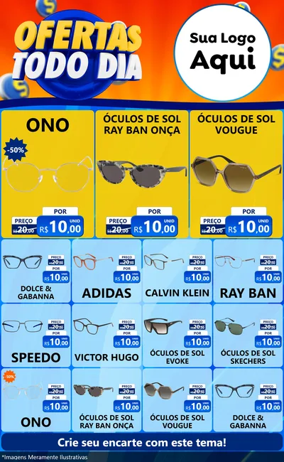 Modelo de Encarte para Encarte Grande com o tema Ofertas Todo Dia para Óticas