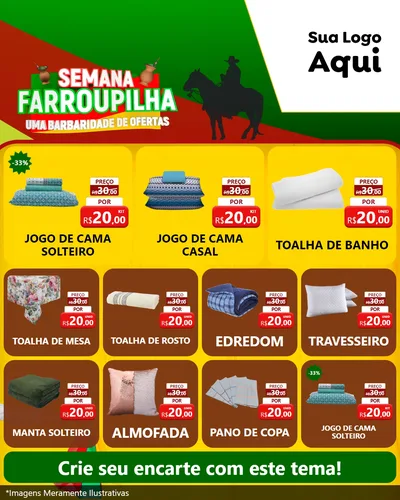 Modelo de Rede Social para Feed Instagram com o tema Semana Farroupilha - Uma Barbaridade de Ofertas para Cama, Mesa e Banho