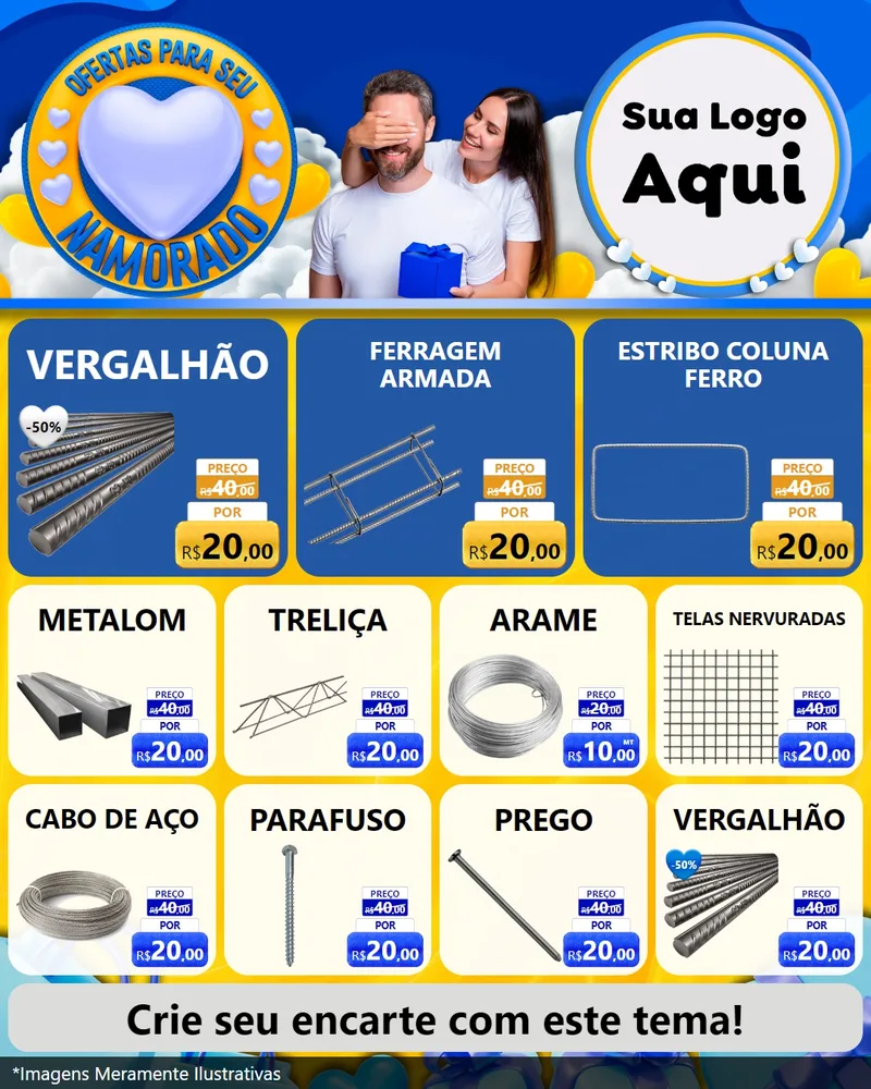 Modelo de Rede Social para Feed Instagram com o tema Ofertas Para Seu Namorado para Ferragens