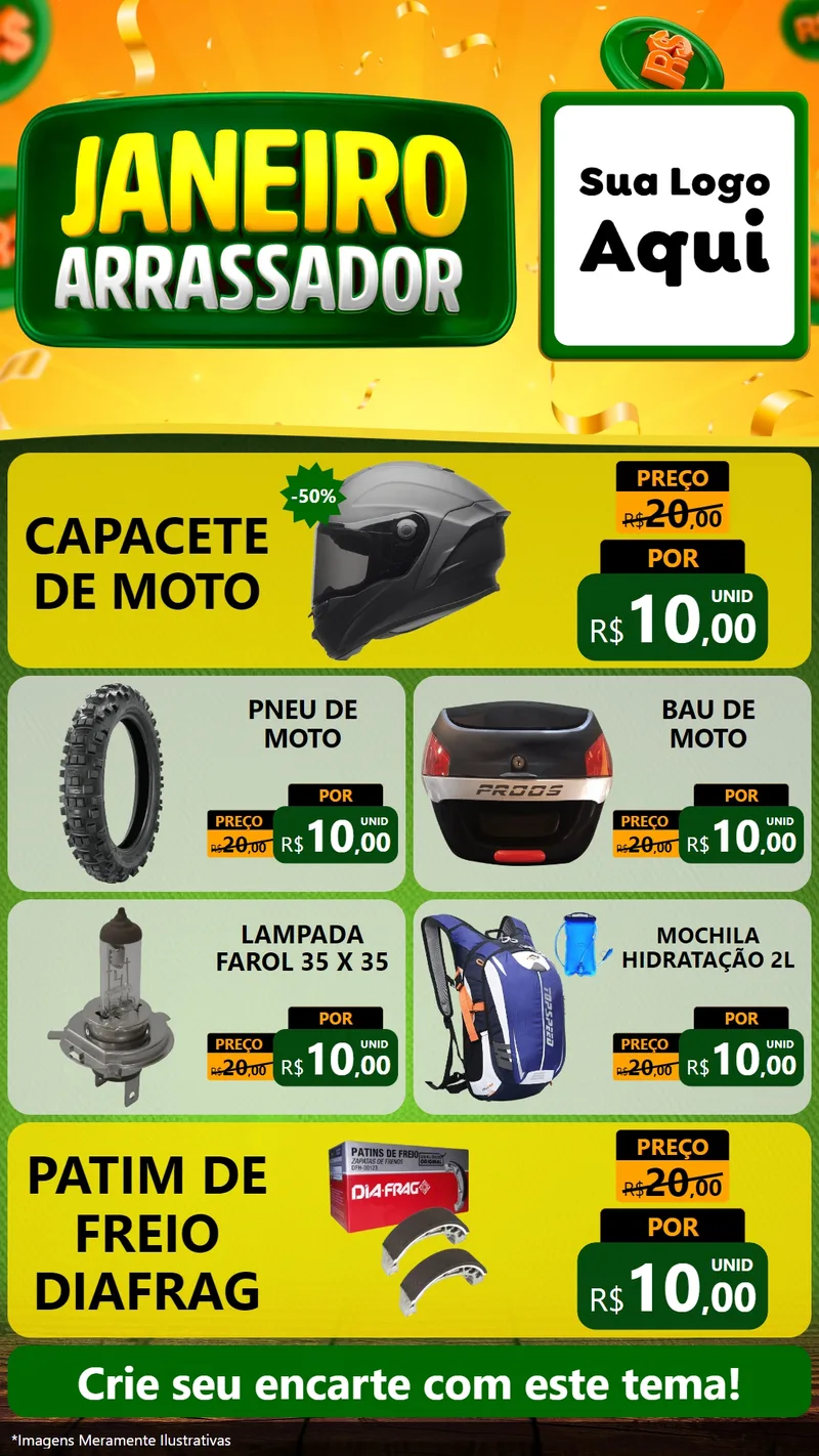 Modelo de TV para TV Vertical com o tema Janeiro Arrasador para Moto peças