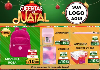 Modelo de Encarte para Encarte A4 Horizontal com o tema Ofertas de Natal para Papelaria