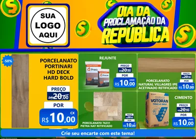 Modelo de Encarte para Encarte A4 Horizontal com o tema Dia Da Proclamação da República para Pisos e revestimentos