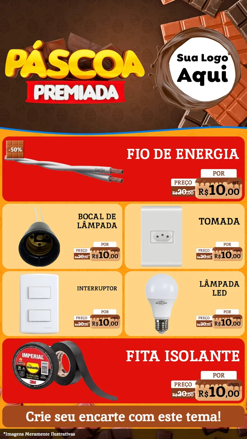 Modelo de TV para TV Vertical com o tema Páscoa Premiada para Materiais Elétricos