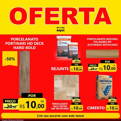 Modelo de Rede Social para Feed Facebook com o tema OFERTA - Vermelho Cartaz para Pisos e revestimentos