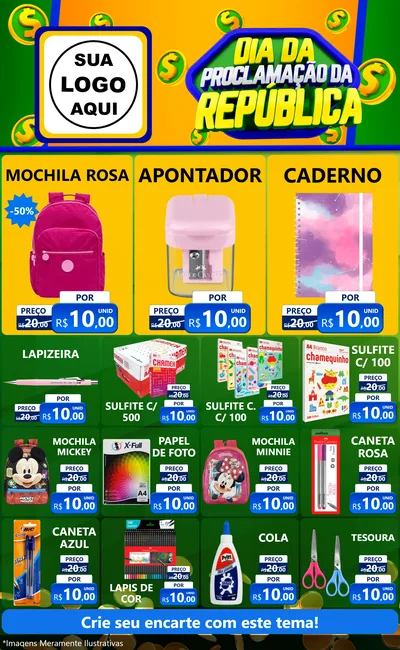 Modelo de Encarte para Encarte Grande com o tema Dia Da Proclamação da República para Papelaria