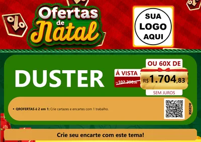 Modelo de Cartaz para Cartaz A4 Horizontal com o tema Ofertas de Natal para Concessionaria de Carros