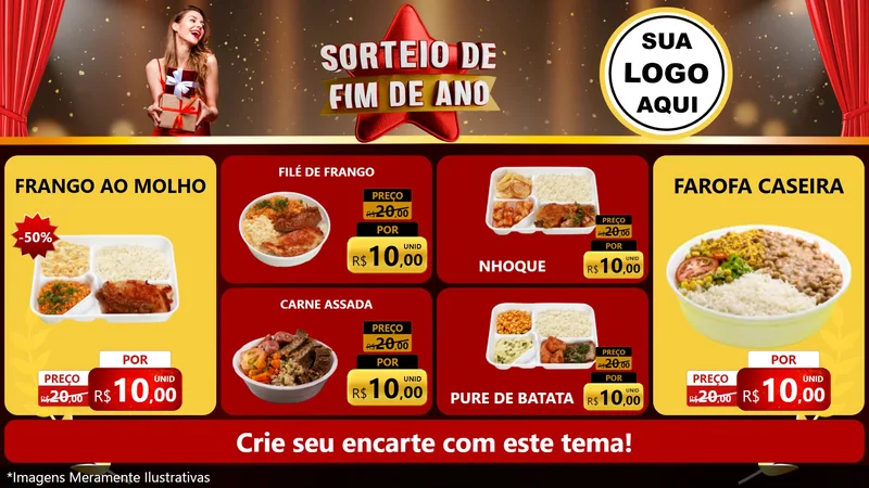 Modelo de TV para TV Horizontal com o tema Sorteio de Fim de Ano para Restaurante