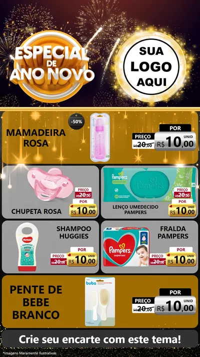 Modelo de TV para TV Vertical com o tema Especial de Ano Novo para Bebês