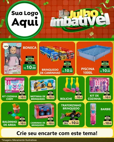 Modelo de Rede Social para Feed Instagram com o tema Julho Imbatível para Brinquedos