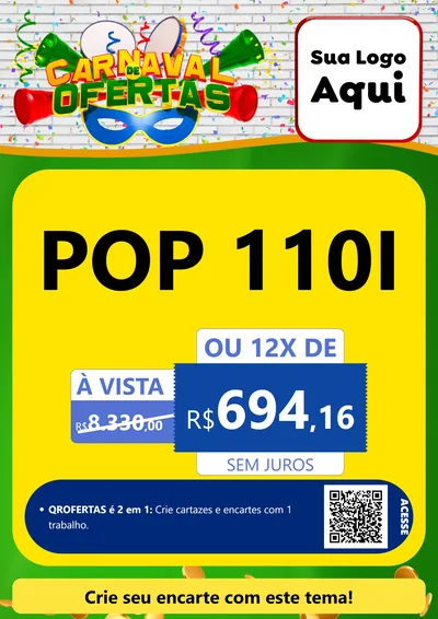 Modelo de Cartaz para Cartaz A4 Vertical com o tema Carnaval de Ofertas para Concessionaria de Motos