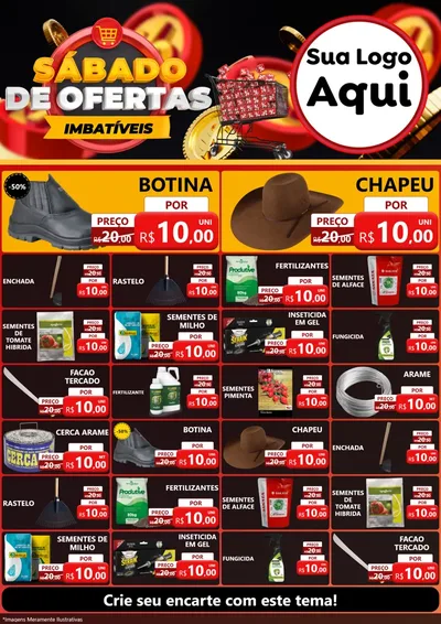 Modelo de Encarte para Encarte A4 Vertical com o tema Sábado de Ofertas Imbatíveis para Agropecuária