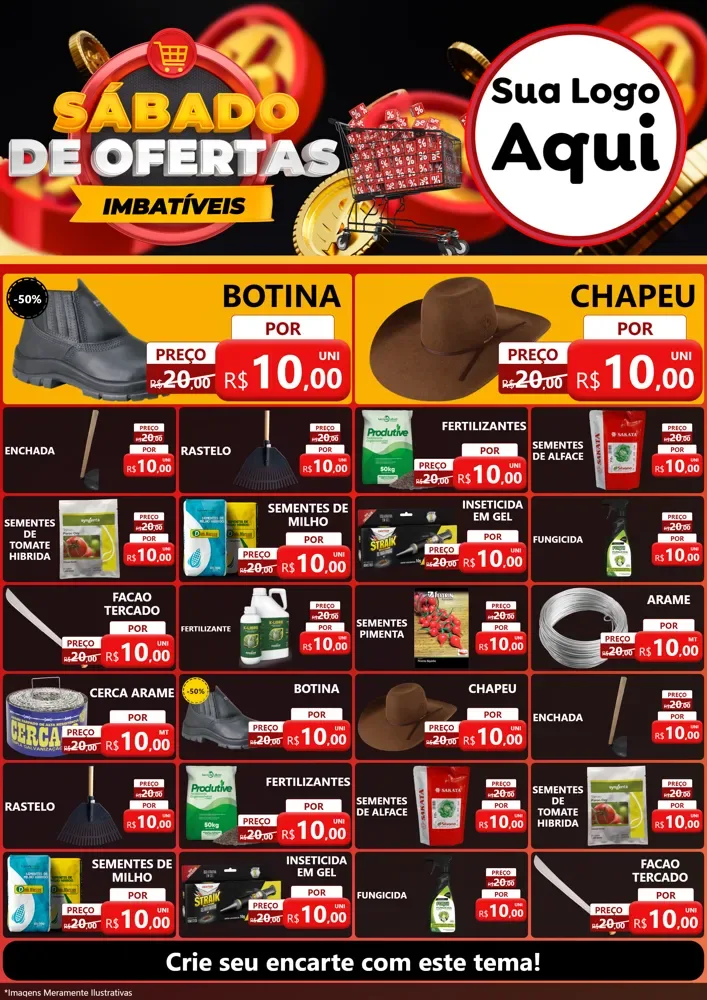Modelo de Encarte para Encarte A4 Vertical com o tema Sábado de Ofertas Imbatíveis para Agropecuária