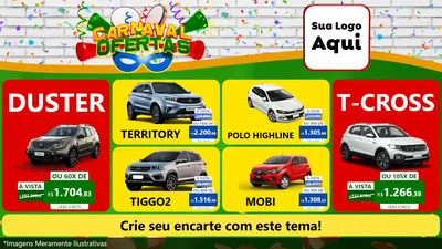 Modelo de TV para TV Horizontal com o tema Carnaval de Ofertas para Concessionaria de Carros