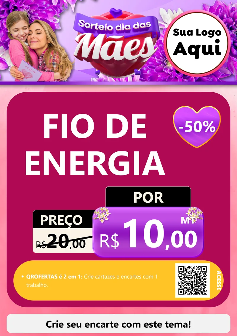 Modelo de Cartaz para Cartaz A4 Vertical com o tema Sorteio Dia das Mães para Materiais Elétricos