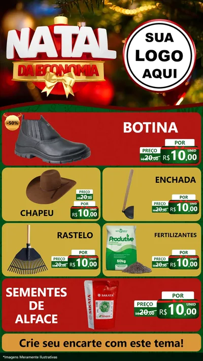 Modelo de TV para TV Vertical com o tema Natal da Economia para Agropecuária