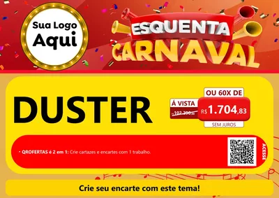 Modelo de Cartaz para Cartaz A4 Horizontal com o tema Esquenta Carnaval para Concessionaria de Carros