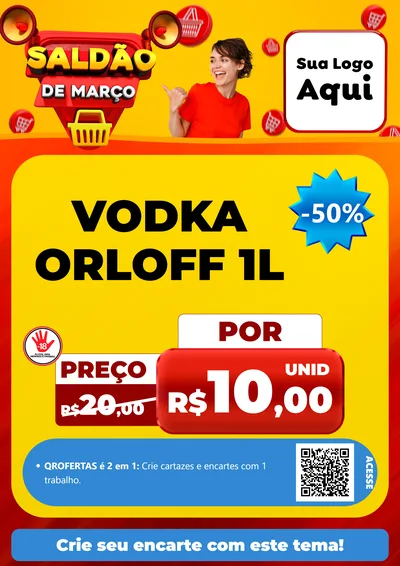 Modelo de Cartaz para Cartaz A4 Vertical com o tema Saldão de Março para Distribuidora de bebidas