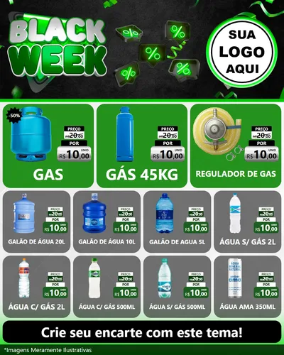 Modelo de Rede Social para Feed Instagram com o tema Black Week para Água e gás