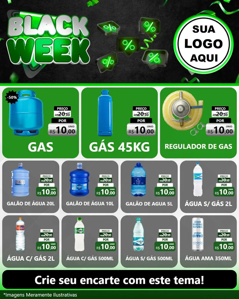Modelo de Rede Social para Feed Instagram com o tema Black Week para Água e gás
