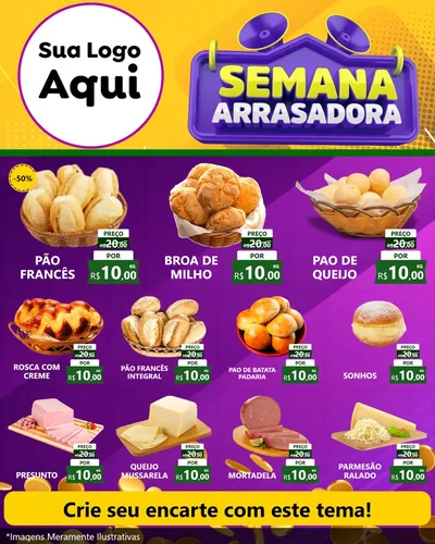 Modelo de Rede Social para Feed Instagram com o tema Semana Arrasadora para Padaria