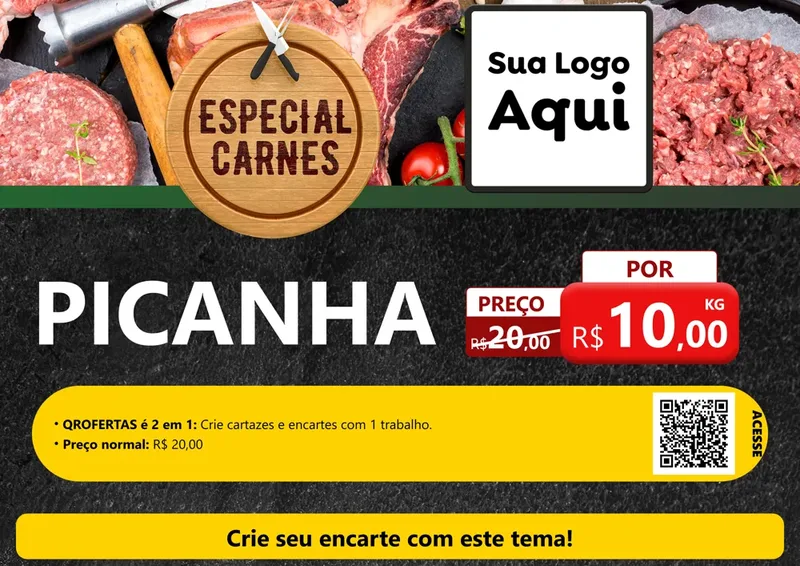 Modelo de Cartaz para Cartaz A4 Horizontal com o tema Especial Carnes para Açougue
