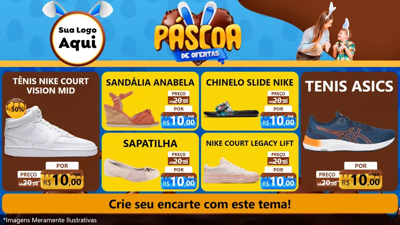 Modelo de TV para TV Horizontal com o tema Páscoa de Ofertas para Calçados