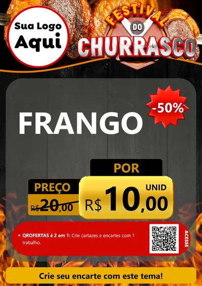 Modelo de Cartaz para Cartaz A4 Vertical com o tema Festival do Churrasco para Assados