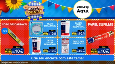 Modelo de TV para TV Horizontal com o tema Arraiá de Ofertas para Embalagens