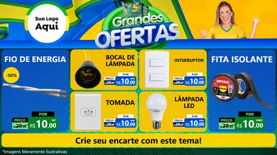 Modelo de TV para TV Horizontal com o tema Grandes Ofertas para Materiais Elétricos
