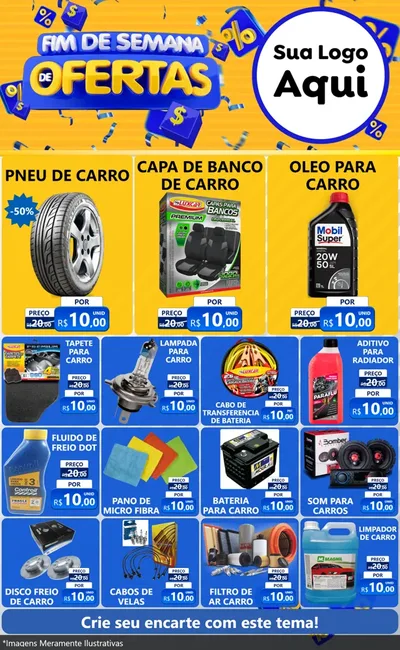 Modelo de Encarte para Encarte Grande com o tema Fim de Semana de Ofertas para Auto peças