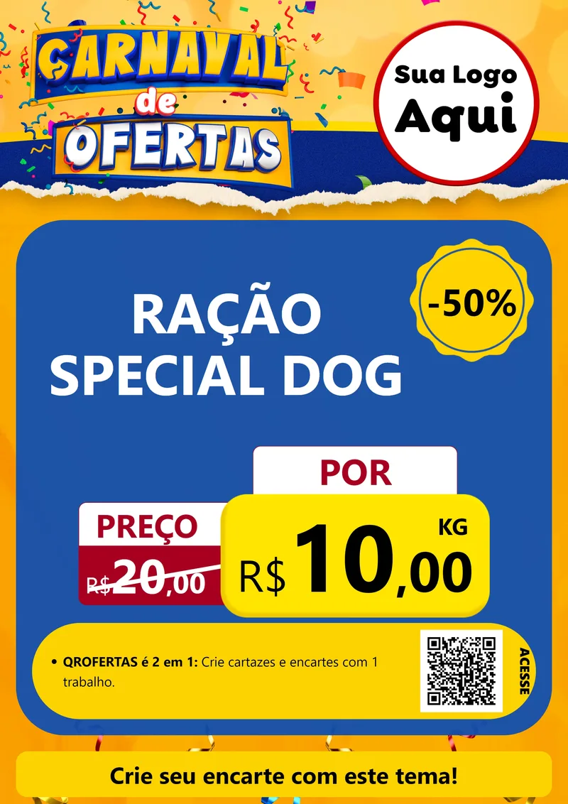 Modelo de Cartaz para Cartaz A4 Vertical com o tema Carnaval de Ofertas para Pet Shop