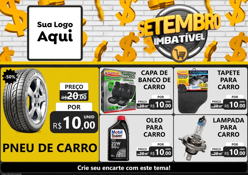 Modelo de Encarte para Encarte A4 Horizontal com o tema Setembro Imbatível para Auto peças
