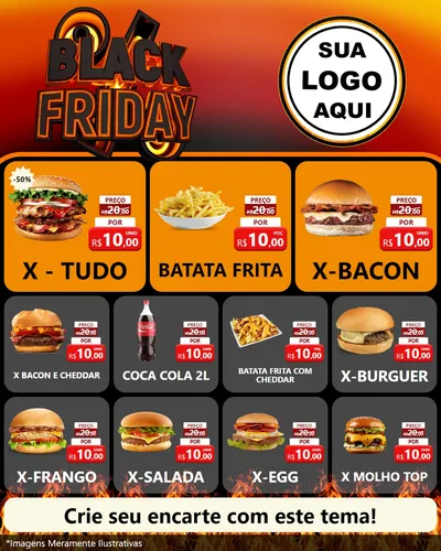 Modelo de Rede Social para Feed Instagram com o tema Black Friday para Hamburgueria