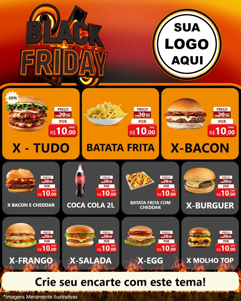 Modelo de Rede Social para Feed Instagram com o tema Black Friday para Hamburgueria