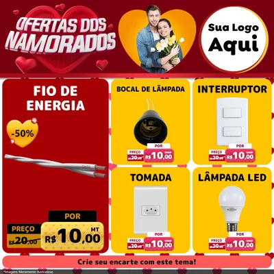 Modelo de Rede Social para Feed Facebook com o tema Ofertas Dos Namorados para Materiais Elétricos