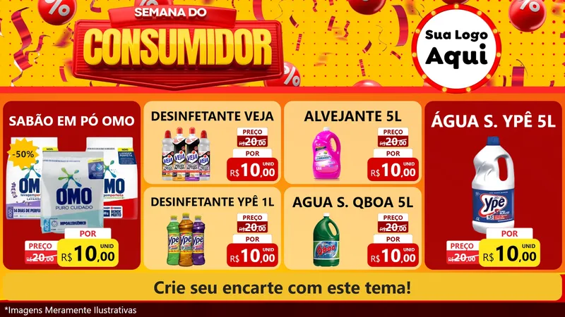Modelo de TV para TV Horizontal com o tema Semana do Consumidor para Produtos de Limpeza